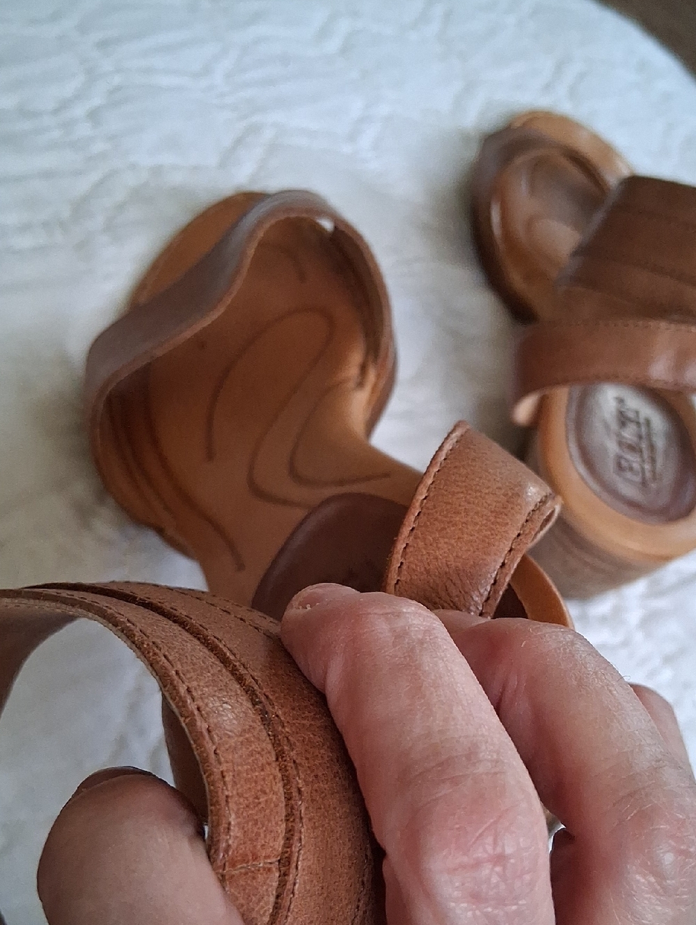 Born Tan Leather Ankle Strap Sandals - Picture 8 of 9